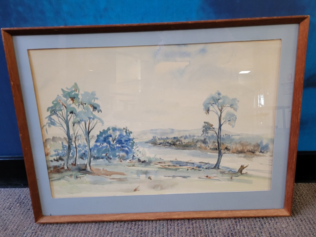 Water colour painting of trees.